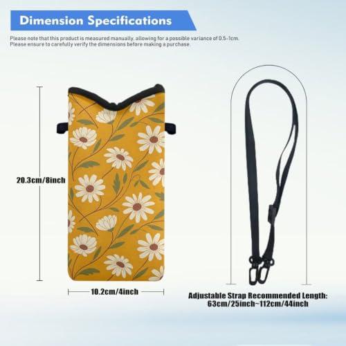Image of Cellphone Purse Bag with Adjustable Strap Water-Resistant Shockproof Crossbody Mini Shoulder Handbags Portable Phone Sleeve Case for Women, 8 x 4 Inch, Daisy Yellow-orange