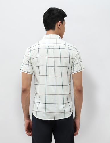 Image of U.S.Polo Association Men's Windowpane Checked Tailored Fit Shirt (USSHT3039H Ivory 44)