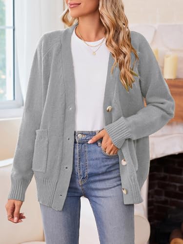 Image of Women's Cardigan Sweaters Button Down Long Sleeve Knit Outwear with Pockets