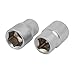 Aexit 1/2-inch Square Hand Operated Tools Drive 18mm 6 Point Socket Impact Adapter Silver Tone 2pcs Model:23as171qo617