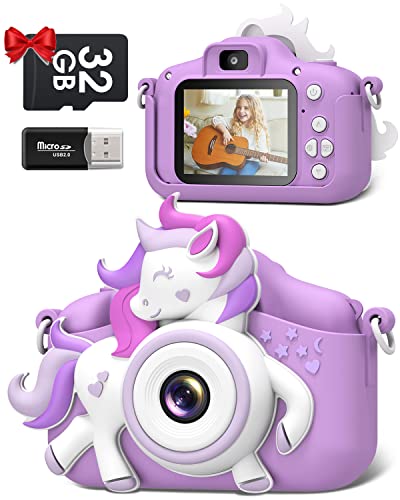 Kids Camera, Gofunly Kids Camera for Girls, 1080P HD 2.0 Inch Screen Kids Digital Camera with 32GB SD Card, Birthday Christmas Kids Toys Gifts Selfie Childrens Camera for Kids Age 3-12 Years Old Girls
