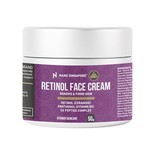 Nano Singapore Retinol Face Cream for Night Use Firming Skin Renewal & Barrier Support with Peptides and Vitamin B5 (50g)