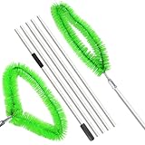 Smarkey 19Ft Roof Rake Brush for Snow and Leaves, Gutter Cleaning Broom Tool, Spider Web Brush Cleaner for Shingles, Corrugated，High Ceiling,Porch,Outdoor Window Cob Web Remover - Lightweight Pole