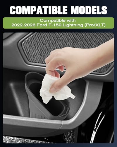 Image of Silicone Car Trash Bin for Door 2026 F150 XLT Car Door Trashcan Trash Holder for 2022-2026 Ford F150 Lightning Accessories (Pro /XLT) Driver & Passenger Side Door Bin Door Pocket Flexible Convenient