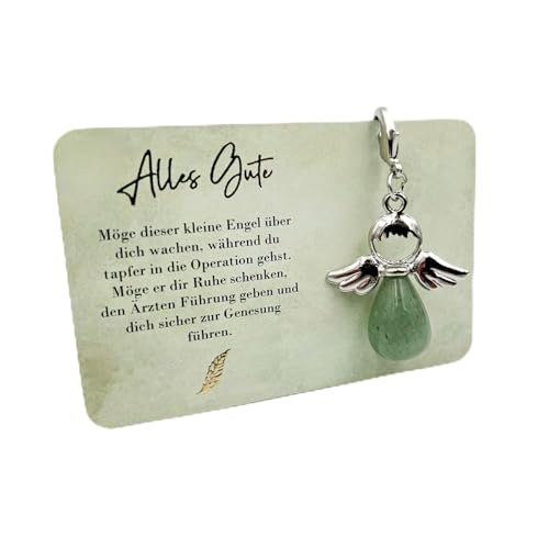 Milaboo Llavero de ángel de la guarda con piedras preciosas y tarjeta de la suerte en un paquete de regalo hecho a mano I Regalo para ocasiones especiales, Operación, Talla única