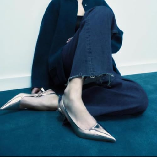 MRKEWUNEY Fashion Slingback Pumps Shoes for Women Pointed Toe Kitten Heels3