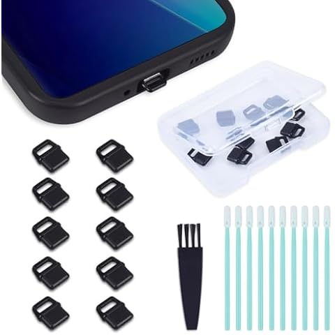 10 Pack, USB C Dust Plug, Easy to Grip USB-C Plug Cover, Type-C Dustproof Port Plugs Kit with Cleaning Tool, Compatible with iPhone 16 15 Plus Pro All Type C Ports Cover