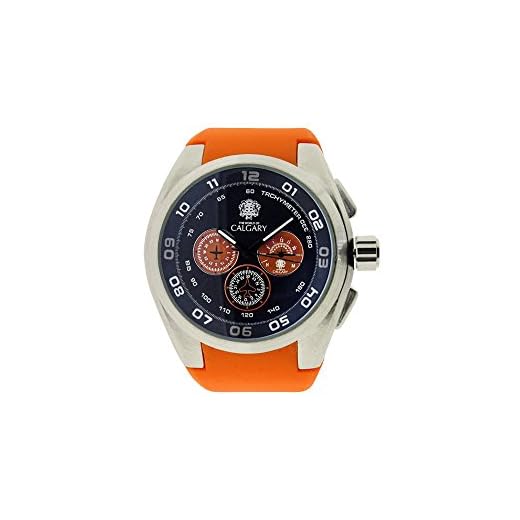 Relojes Calgary Oakland Mountain. Reloj Deportivo para Hombre, Correa Naranja, Esfera Color Azul