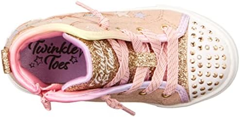Skechers Kids Girls Toes Twinkle Sparks-Star Glitz Sneaker, Gold/Multi, 1 Little Kid | Image 4