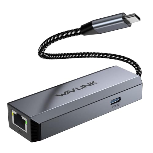 WAVLINK USB-C to Ethernet Adapter with 95W PD - 5Gbps High-Speed, Driver-Free Type-C to RJ45 Ethernet LAN Network Adapter Thunderbolt 5/4/3 Compatible for MacBook Pro/Air, iPad Pro, Dell XPS