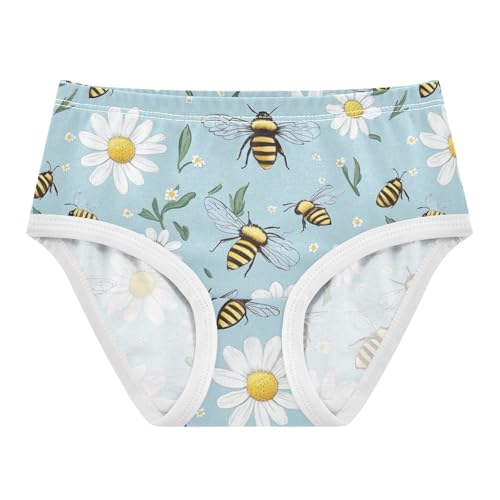 Wusikd Bees Daisies Girls' Underwear Cotton Blue Girls Briefs Soft Toddler Underwear 2T