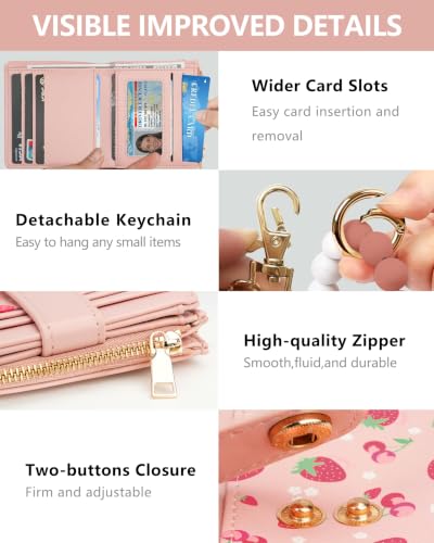 Image of Wristlet Wallets for Women,Keychain Wallet RFID Small Wallet | 10 Card Slots,2 ID Windows,Cash Compartment,Zipper Coin Pocket,Wrist Strap & Keychain,Shopping,Travel and Daily Use