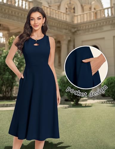 Image of Wedtrend Women's Cocktail Dress with Pockets 1940s Vintage Dress, Midi A-line Church Dresses