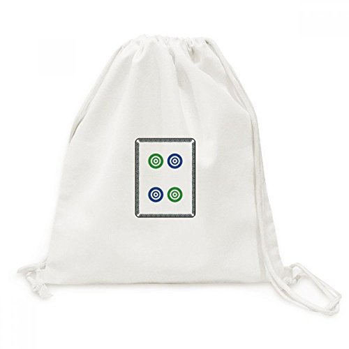Sac cordon en toile motif mahjong 4 cercles pour vos sorties chic
