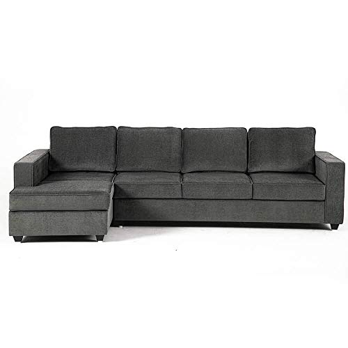 Image of Wakefit Sofa Set | 3 Seater for Living Room | Wooden | Left Aligned - Napper (Malphino: Smoke Grey) | 3 Year Warranty