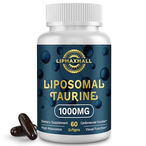 lipmaxmall Liposomal Taurine Supplement 1000mg, High Absorption Amino Acid for Heart, Nerve, Brain, Visual (60 Softgels - 1 Pack)