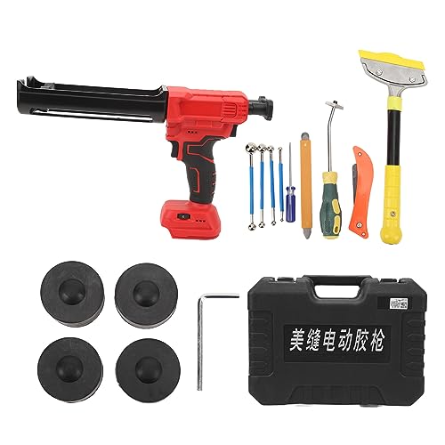 Cordless Caulking Gun Set,Caulk Adhesive Gun Kit with LED Light for Sealing,6 Level Speed 800N Thrust