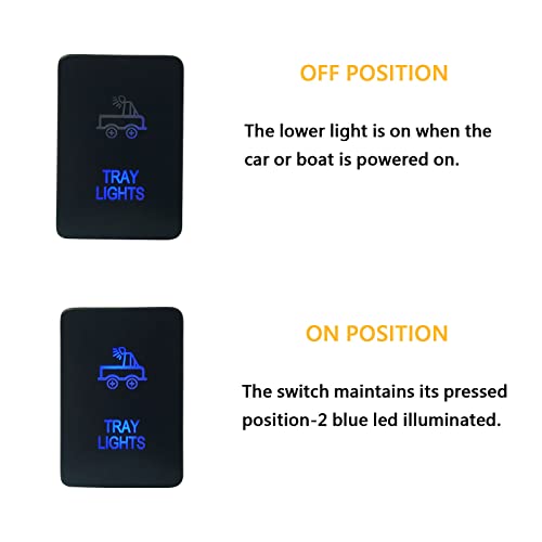 Image of Blue Led Tray Lights Push Button Switch for Toyota Vehicle Toyota FJ Cruiser Prado Landcruiser RVA4 Highlander 3Amp 12V Illuminated ON-Off SPST Button Switch with Wiring Connector