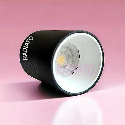 Image of Radiato 7W LED COB Cylinder Spot Light - Surface Mounted Downlight, Adjustable Ceiling /Wall Light for Home, Balcony, Hallway, Showcase, Restaurant, Hotel - Black Metal Body