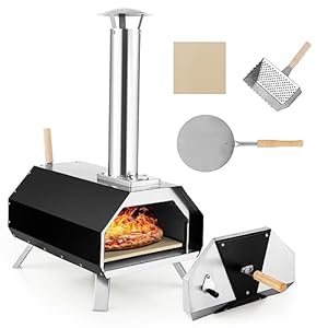 COSTWAY Outdoor Pizzaofen mit Pizzastein