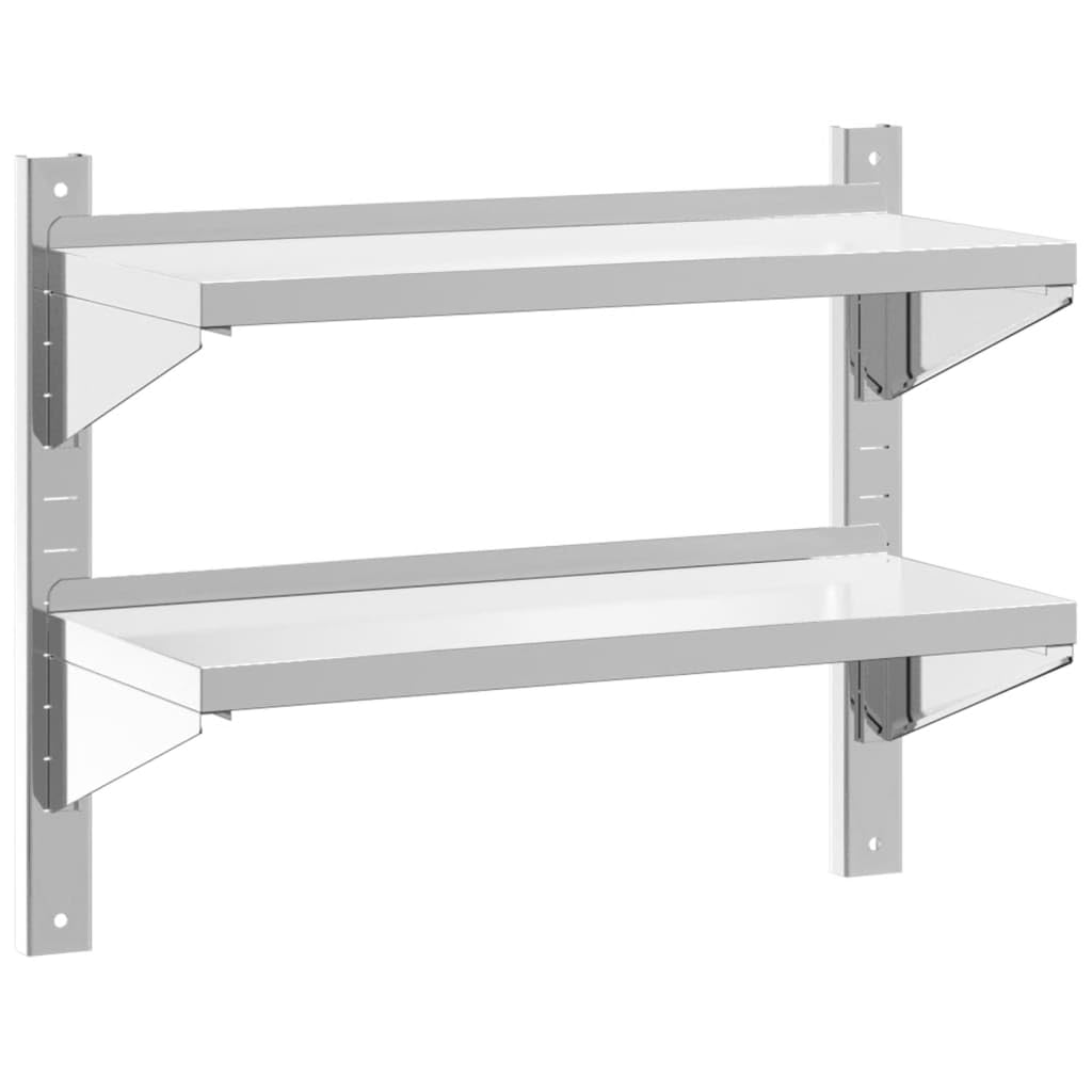 vidaXL Estante de Pared Acero Inoxidable Plateado 75x30x60 cm, Estante Flotante, Estante Flotante de Pared, Estante de Cuarto de Servicio