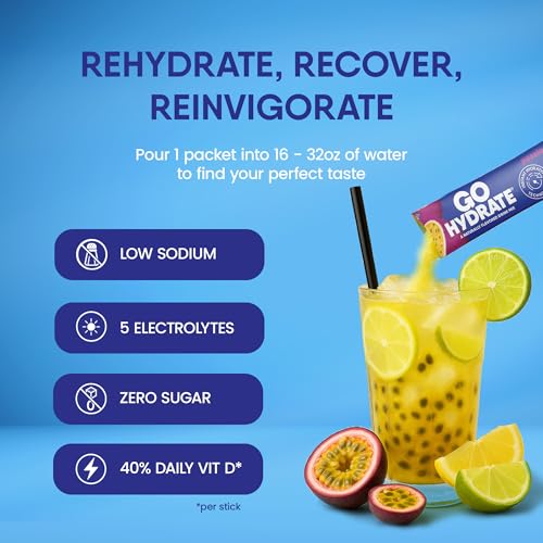 Image of GoHydrate Low Sodium Electrolyte Powder Sugar Free - Passion Fruit 30 Count