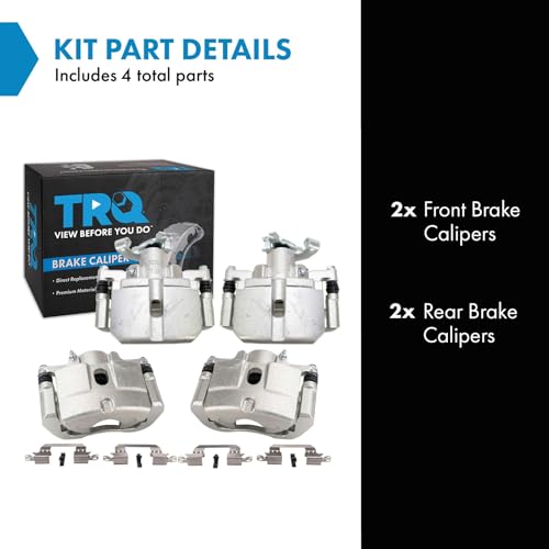 Image of TRQ Front and Rear Brake Caliper Set Zinc Coated Brackets Hardware Compatible with 2013-2016 Dodge Dart