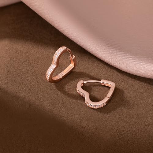 SLUYNZ 925 Sterling Silver CZ Love Hoop Earrings for Teen Girls Women Love Heart Hoop Earrings2
