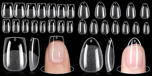 TOMICCA 240Pcs Extra Short Coffin Nail Tips & 360Pcs Short ...