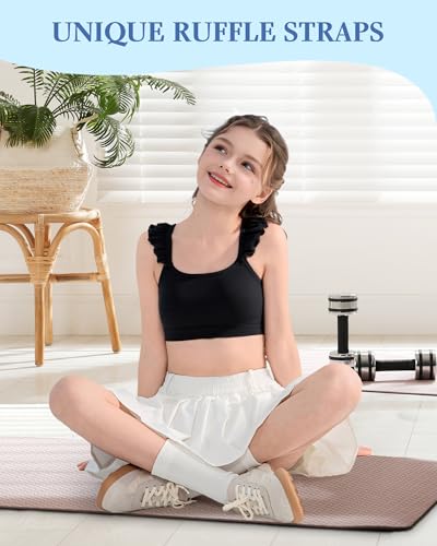 Girls Training Bras Teen Ruffle Kids Yoga Bra 8-10 10-12 12-143