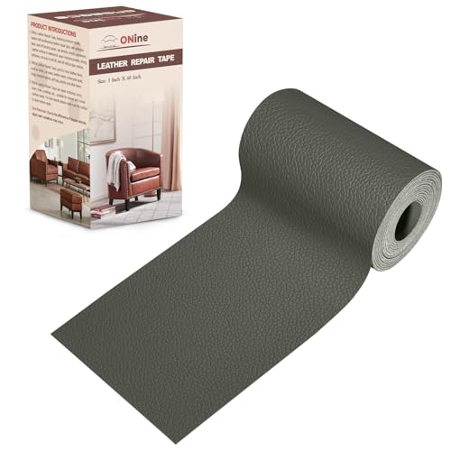 Image of ONine Leather Repair Patch，Leather Repair Tape, 3 x 60 inches Leather Repair Patch for Furniture,Vinyl Repair kit，Leather Couch Patch，for Sofas, Furniture, car Seats(Grey-Litchi Grain)