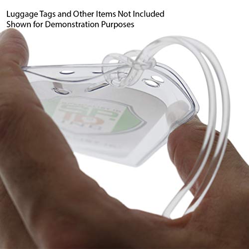 100 Pack - 6 Inch Premium Clear Plastic Luggage Tag Holder/Worm Loops For Bag Tags, By Specialist Id #TOP4