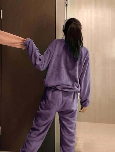 Image of KOTTY Women's Fleece Tracksuit Set | Woolen Co-ord Sweatpants for Winter | Loose Fit Winterset for Ladies