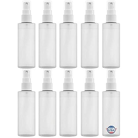 JND Plastic Spray Bottle Fine Mist – Refillable, Reusable, Portable Sprayer, Travel Size, Leak Proof for Household Use, Essential Oil, Cleaning Solution and Perfume (10 Pack, 120 ml) (2oz - 10 pack) Cover