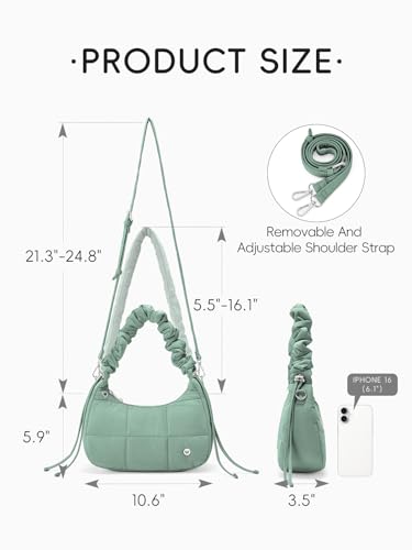Image of WESTBRONCO Small Puffer Shoulder Bag, Quilted Crescent Crossbody Bags for Women Nylon Daily Purse, Womens Puffy Handbags