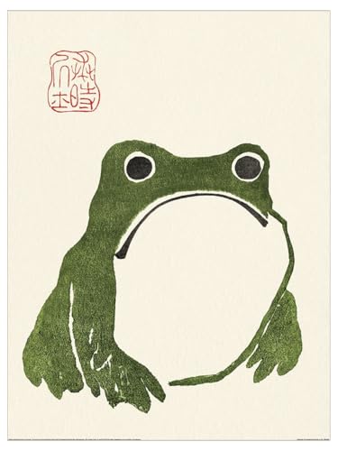 Matsumoto Hoji Grumpy Frog impression artistique 60x80 cm pour déco