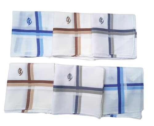 Image of ANTONIA Men's Initial Alphabet Handkerchiefs | Premium Cotton Personalized Hankies with Letter Embroidery (A-Z) | Soft, Absorbent & Reusable | Formal, Wedding & Gift Use | Pack of 6