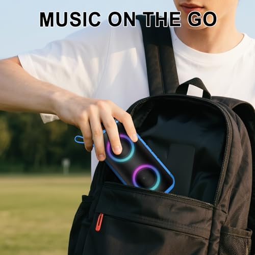 Image of Hupoaf Bluetooth Speaker, 2026 New Portable Wireless Speaker with 6D Loud Sound, IPX7 Waterproof Stocking Stuffers, HD Call, RGB Lights, 12H Playtime for Home /Party /Outdoor /Beach, White Elephant Gift