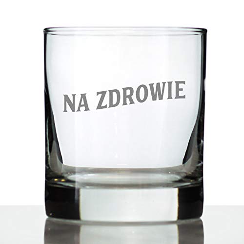 Na Zdrowie - Polish Cheers - Whiskey Rocks Glass - Cute Poland Themed Gifts or Party Decor for Women and Men - 10.25 Oz