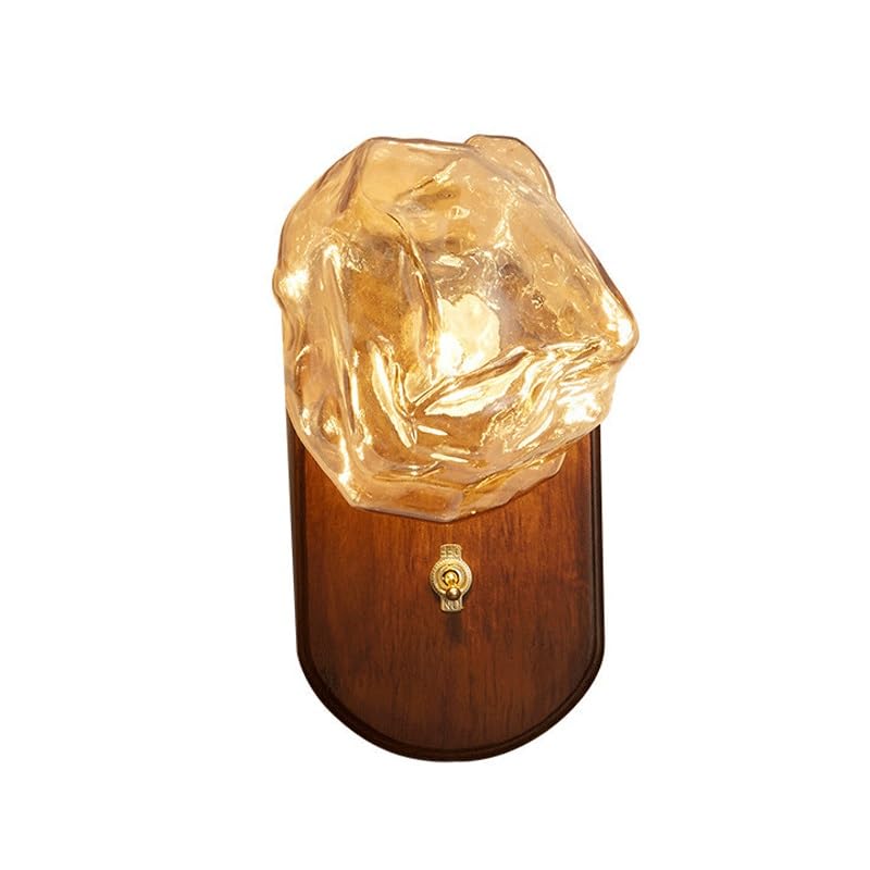 Lámpara montada en pared con aplique G9 de cristal estilo cubitos de hielo y madera retro