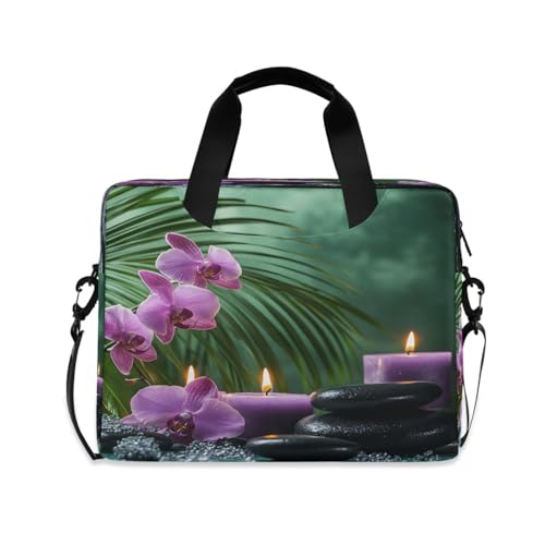 Quteprint Japanese Zen Candles Orchid 15.6 Inch Laptop Bag Briefcase for Business, Water-Resistant Computer Bag Fits 14-16 Inch Notebook for Men Women, Office Travel Work Backpack