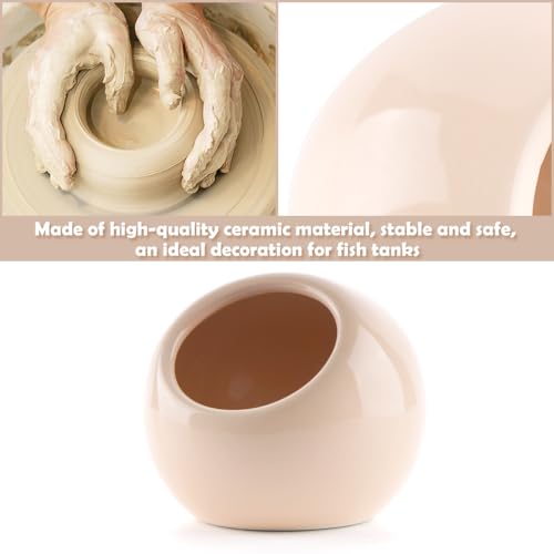 Image of DQITJ Aquarium Decor Ceramic Cave Betta Fish Tank Hideout Stone Fast Landscape Ceramic Ornament for Fish Shrimp Turtle (Orange)