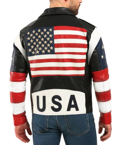 III-Fashions Men's USA American Flag Brando 80s Stars