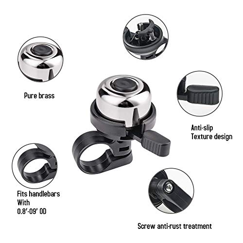 Emoly Bike Bell, 4 Pack Premium Bicycle Bell, Brass Bike Bells For Adults And Kids - Crisp Loud Melodious Sound - Bicycle Bells For Road Bike, Mountain Bike (Gold&Silver) #TOP1