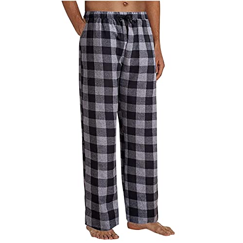 Beokeuioe 2023 - Pantalones de pijama para hombre, informales, sueltos, deportivos, a cuadros, para pijamas, A gris., XL