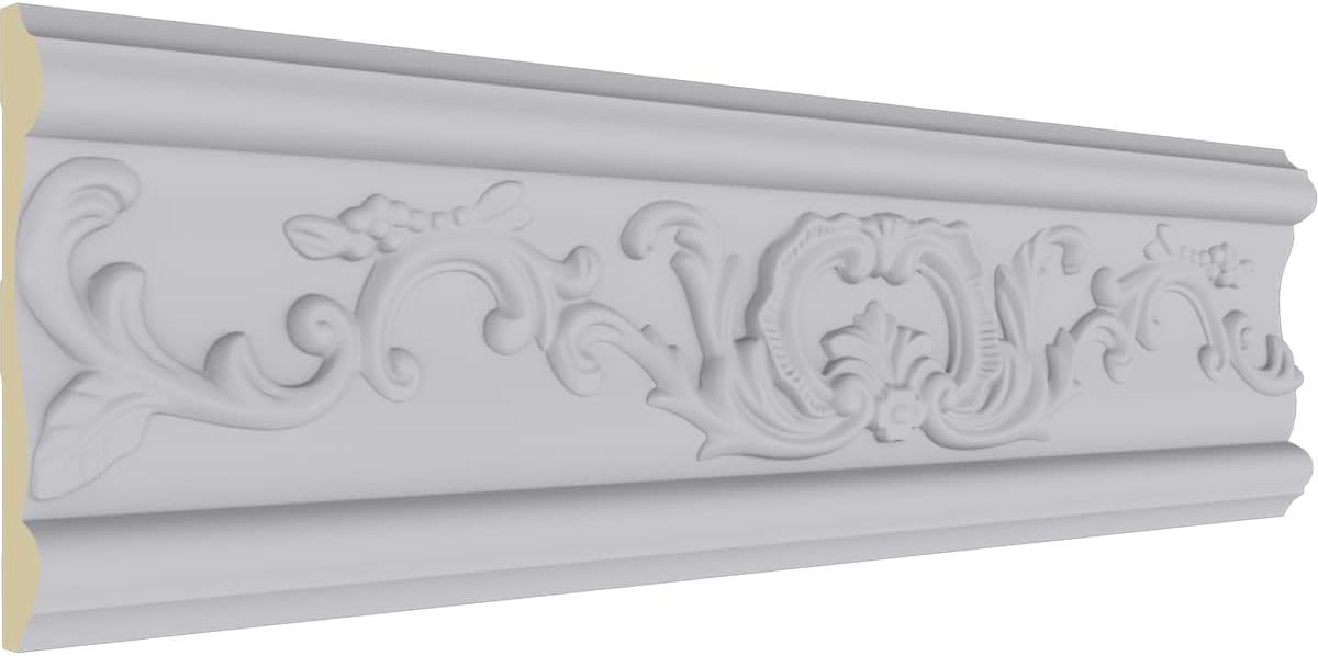 5 1/8"H x 7/8"P x 94 1/2"L Versailles Floral Leaf Panel Moulding (2-Pack)