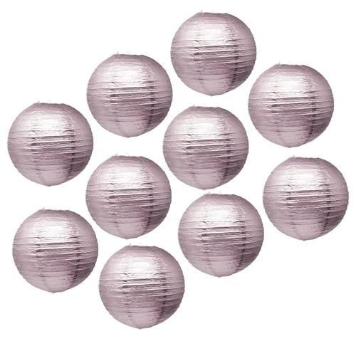 Image of Mudra Crafts 12 Inch Round Chinese Rose Gold Paper Lanterns Hanging Decor | 10 PCs, Reusable, Indoor Outdoor Decorative Lamp Shade, for Ceiling, Wedding, Shower, Party, Festival, Home Decoration