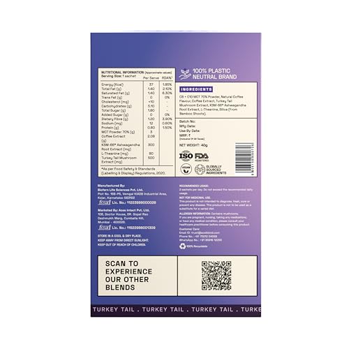 Image of Ace Blend Turkey Tail Mushroom Coffee (5 Serves)| 500mg Turkey Tail Mushroom Extract | KSM 66 Ashwagandha, L-Theanine, MCT Powder | Gut Health | Digestion Support | Instant Coffee | Medium Roast Blend