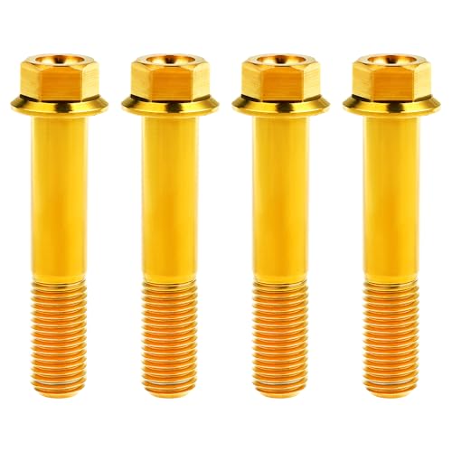 Image of Titanium Bolt Hex Small Flange Head M12x60mm Pitch 1.25, Gold | 30 35 40 45 50 55 60 65 70 75 80 85 90mm 1.25 /1.5mm Pitch Screws for Motorcycle Car Modification Pack of 4