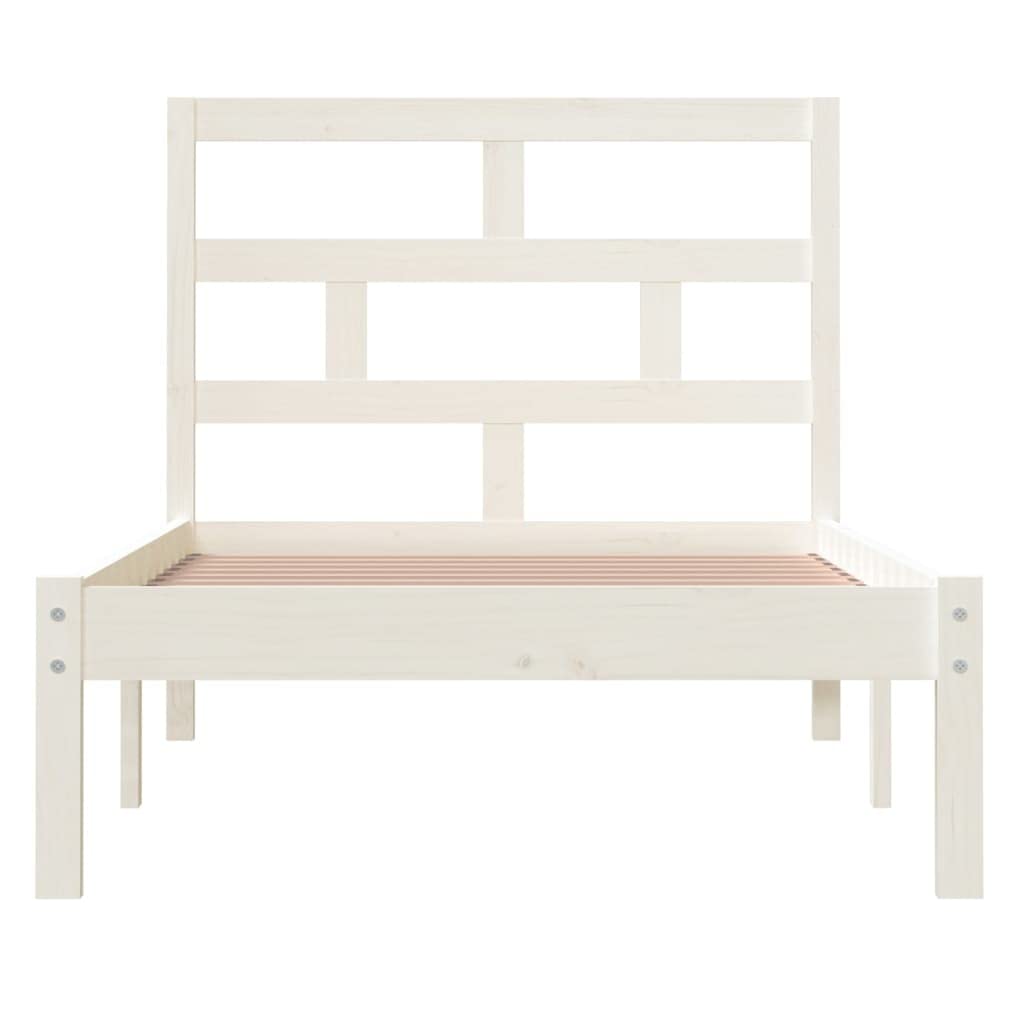 Lite drewno sosnowe z zagłówkiem klasyczny 90x190 cm Biały | Rama łóżka biała 90x190 cm lite drewno sosnowe z zagłówkiem do sypialni